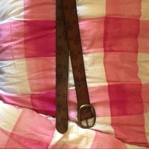 Brown belt with flowers